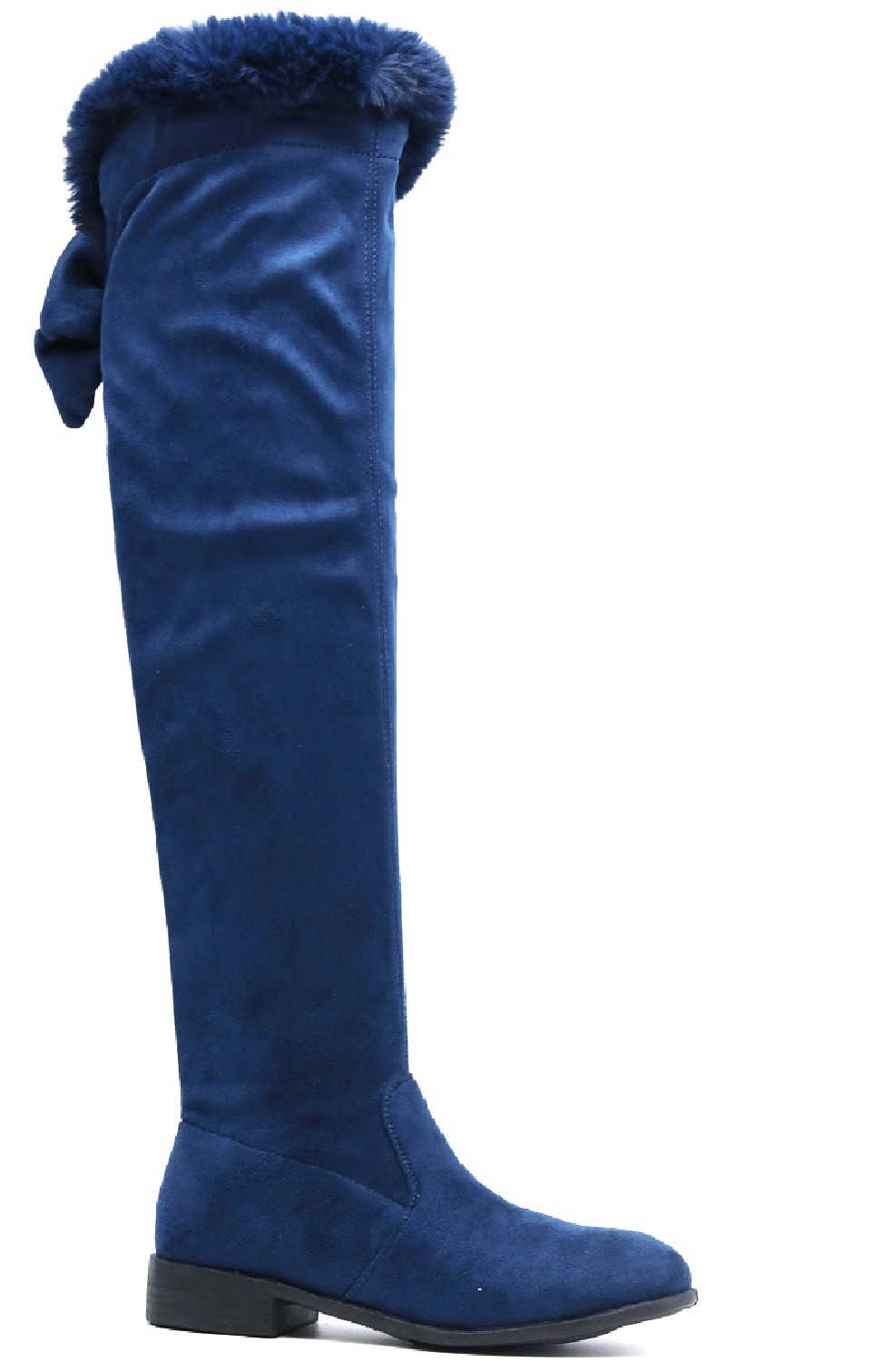 LADIES WOMENS FASHION BUCKLE KNEE HIGH STRETCH CALF LEG ZIP FLAT HEEL BOOTS  SIZE